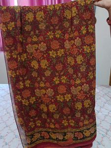 Floral Maroon Saree