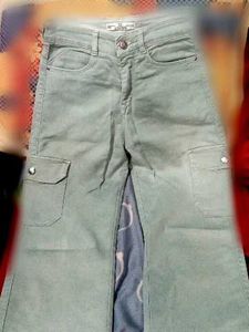 Green cargo straight fit pant