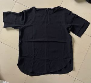 Solid Black Uniqlo Basic Top