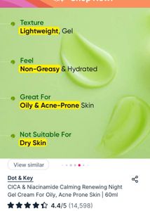 CICA &amp; Niacinamide Calming Renewing Night Gel