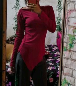Asymmetrical Off-Shoulder Red Top – Bold &amp; Chic