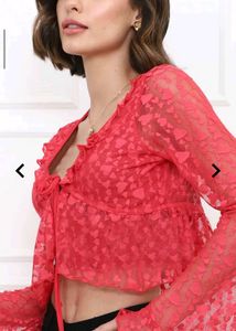 Red Lace Long Sleeve Top