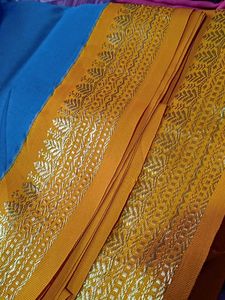 Blue &amp; Yellow Silk Saree