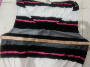 grey black white pink sleeveless dress