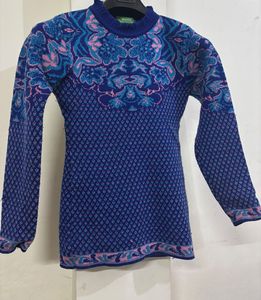 Floral Pattern Knitted Sweater