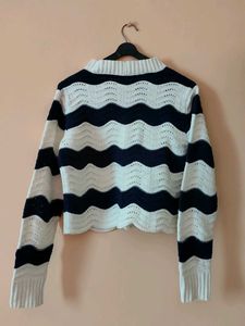 Striped Knit Cropped Sweater