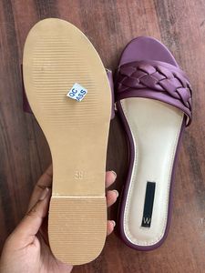 W brand purple and beige flats for dailywear