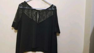Black Lace-Sleeve Top