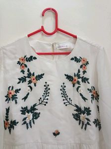 White Floral Embroidered Top
