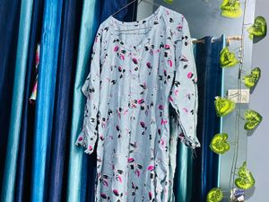 Floral Sky Blue Kurti