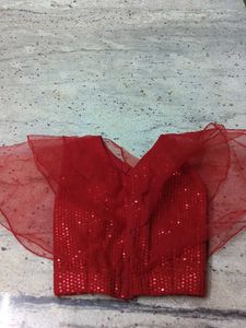 Red And Cream Crop Top .