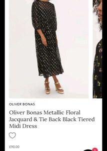 🤩Metallic Floral Jacquard &amp; Tie Back Black Dress