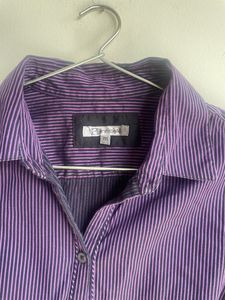 Purple Striped Short Sleeve Button-Down