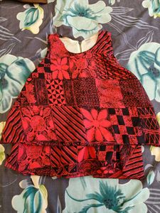 Bold Red &amp; Black Printed Sleeveless Top