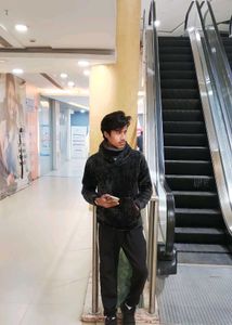 🌑Men’s Black Plush Wool Hoodie