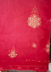 Red Embroidered Fabric