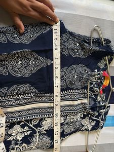 Navy &amp; White Printed Dress