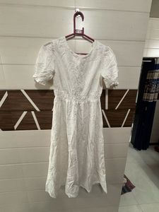 White Eyelet Puff Sleeve Dress