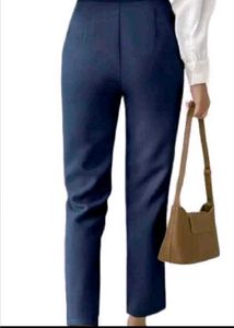 Navy Blue Cropped Trousers