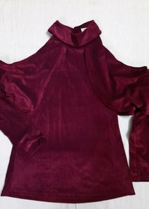 Cold Shoulder Designer Velvet Top