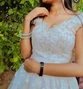 Elegant Pink Lace Evening Gown