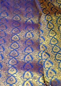 Blue &amp; Gold Sare With Out Blouse 1 Tym Used