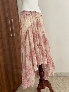 Floral Ruffle Asymmetric Skirt