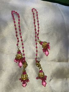 Pink &amp; Gold Beaded Earring Charms