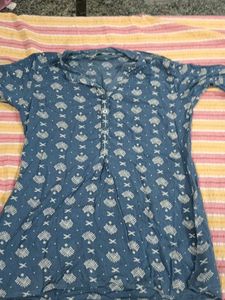 Blue Printed Kurti Top