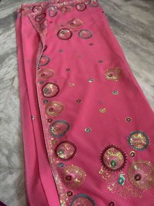 Pink Sequin Saree