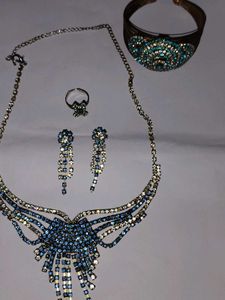 Vintage Blue Rhinestone Necklace Set