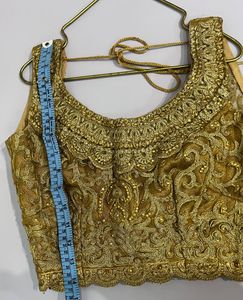 Antique Gold Blouse With Transparent Open Back