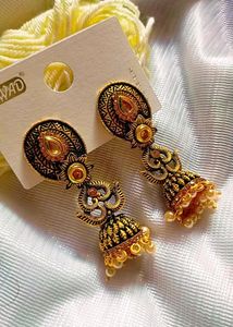 Gold Oxidised Large Jhumka✨