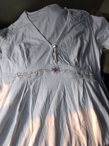 White Embroidered V-Neck Top