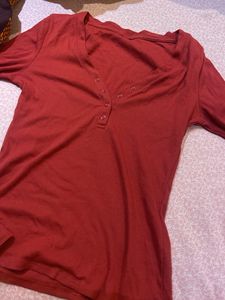 Rust Ribbed Henley Pyjamas
