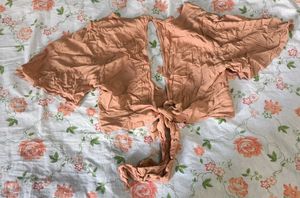 Peach deep neck crop top