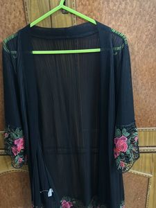 Floral Embroidered Sheer Kimono