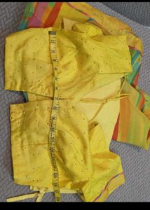 Yellow Georgette Saree With Blouse Peticoat