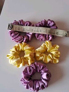 Satin Scrunchie Set - Lilac &amp; Yellow