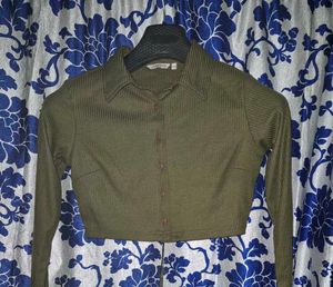 Combo of (Olive) Crop Shirt &amp; Plaid trouser