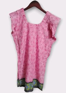 Pink Paisley Print Dress Cap Sleeves (Woman)
