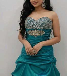 Teal Strapless Gown