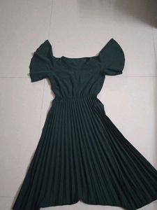 Emerald Green Pleated Dress