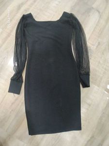 Black Sheer Sleeve Mini Dress