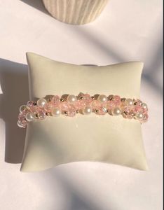 Handmade Pink Beaded Pearl Bracelet