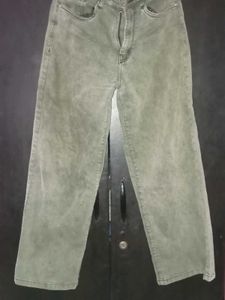 Olive Green Wide Leg Jeans