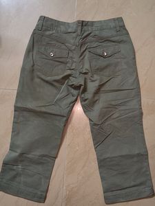Olive Green Cropped Cargo Pants