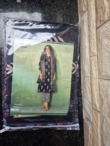 Black Printed Kurta Set Material.