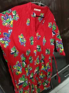 Red based Butterfly Theme Long Top