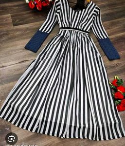 Blue &amp; White Striped Fit &amp; Flare Dress